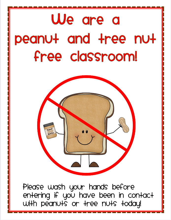 Nut and Peanut Free Classroom 